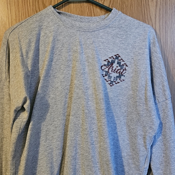 Ariat Gray Long Sleeve Tee with Red and Black Graphic - Picture 2 of 3
